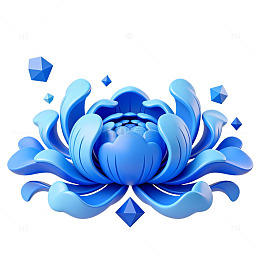 蓝色花卉抽象艺术图案设计