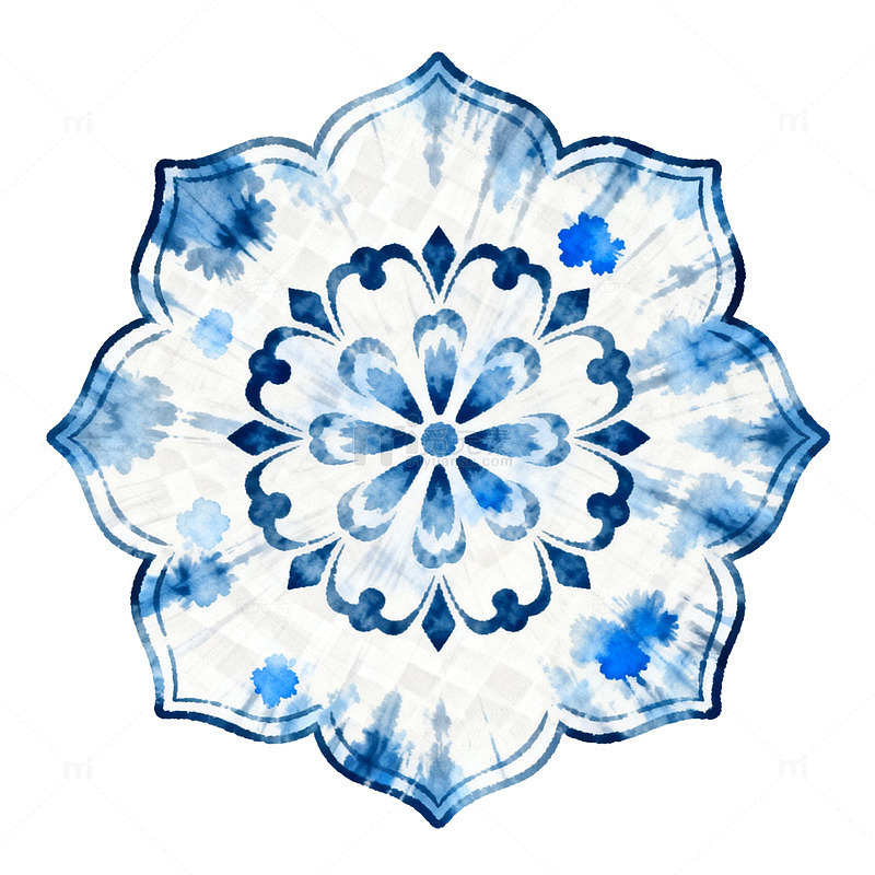 蓝白花纹装饰图案设计元素