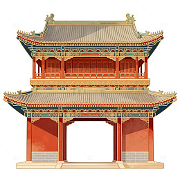 国风传统建筑牌楼矢量素材