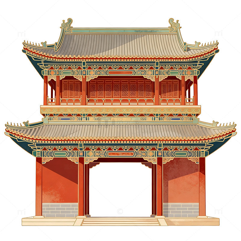 国风传统建筑牌楼矢量素材