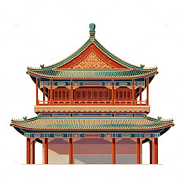 国风古建筑宫殿插画设计素材