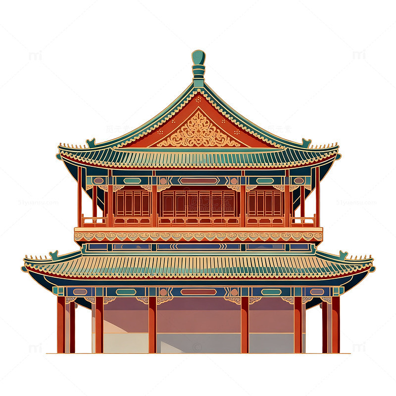 国风古建筑宫殿插画设计素材
