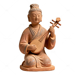 陶艺风古代乐师弹琵琶雕塑素材