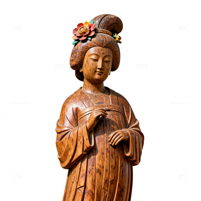 木雕风古代仕女雕像设计素材