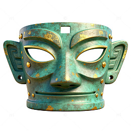 青铜风古代面具3D模型设计素材