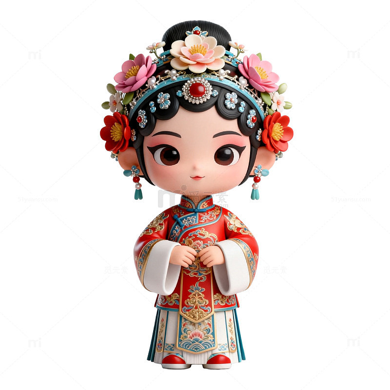 Q版风格京剧娃娃3D模型设计素材