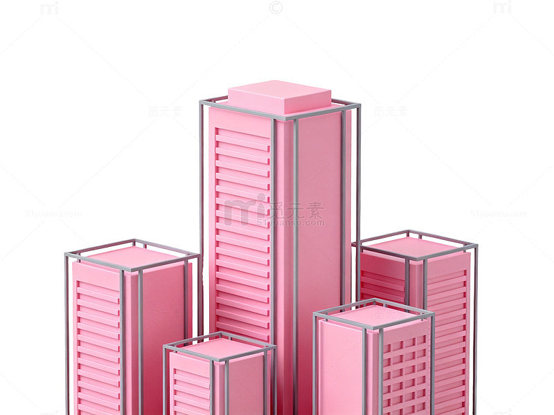 扁平风城市建筑群插画设计素材