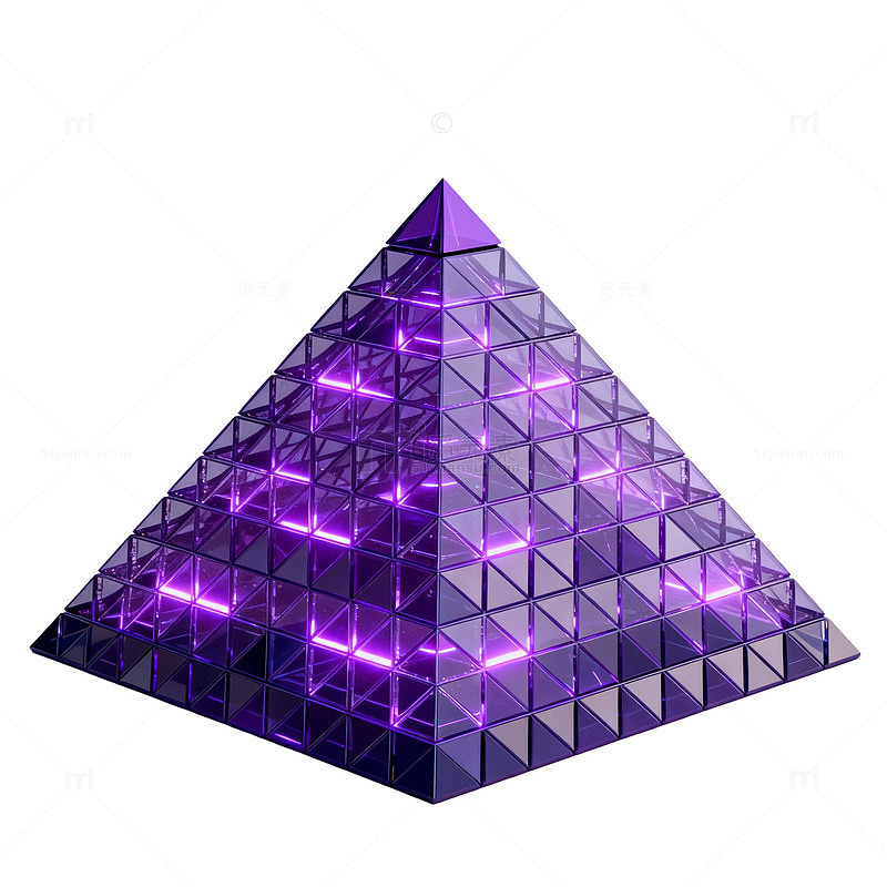 科幻风发光紫色水晶金字塔设计素材