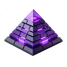3D立体紫色发光金字塔设计素材