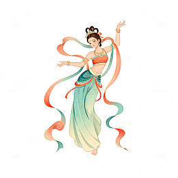 国风古典飞天舞者插画设计素材