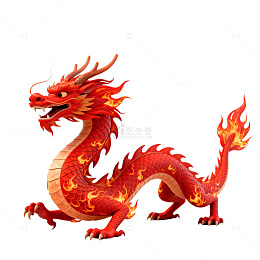 3D风格中国风红色龙形象设计素材