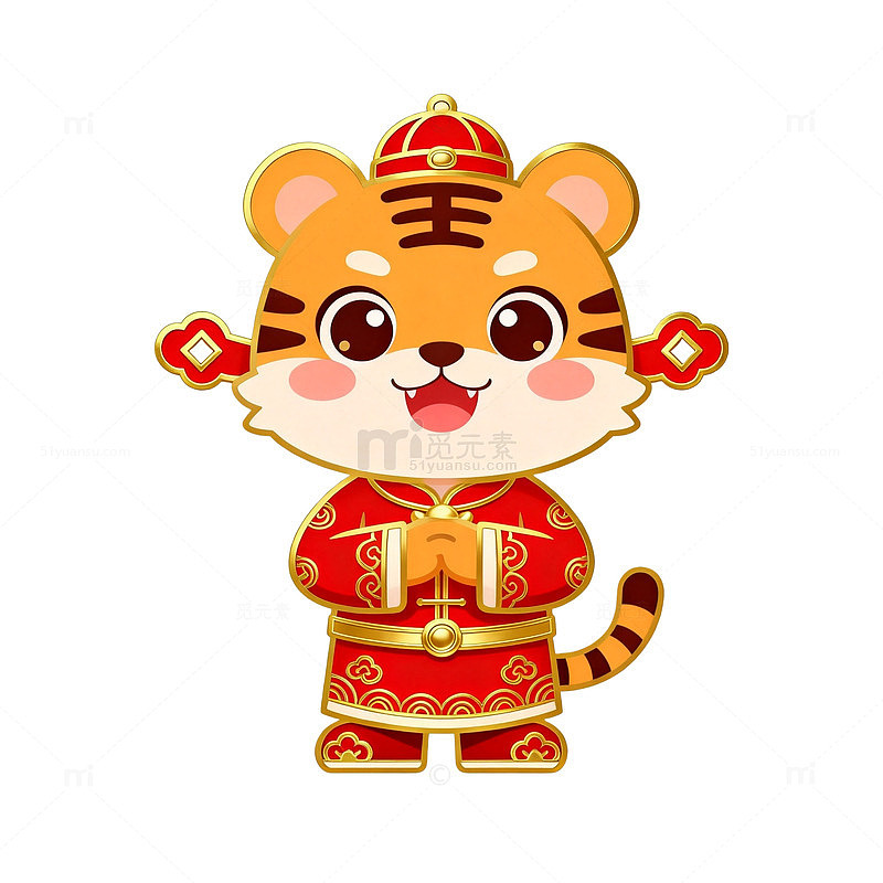 卡通风春节老虎吉祥物设计素材