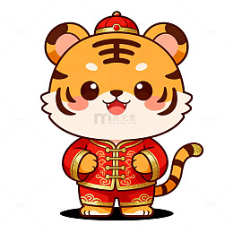 卡通风虎年吉祥物手绘设计素材