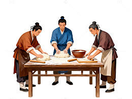 国风古装人物包饺子插画设计素材