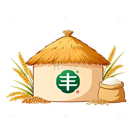 卡通风格丰收粮仓插画设计素材