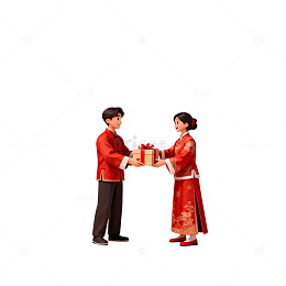 国风中式婚礼新人拜堂设计素材