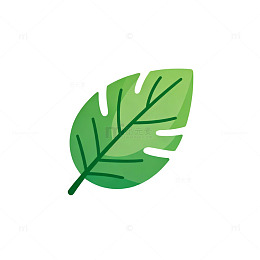 扁平风绿色叶子植物图标设计素材