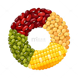 矢量风豆类谷物拼接环形设计素材