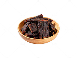 简约风干牛肉片木碗静物素材