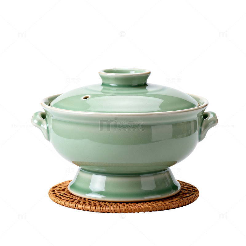 简约风青瓷汤锅静物素材