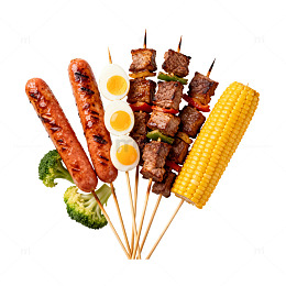 卡通风烧烤美食插画设计素材