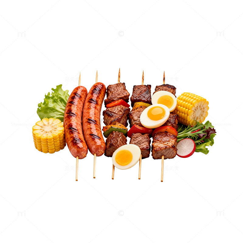 插画风烧烤食材串烧设计素材