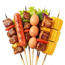 手绘风烧烤美食串烧设计素材