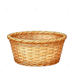 手绘风编织篮子插画设计素材