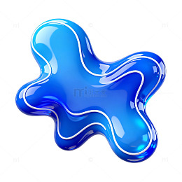 玻璃质感蓝色液态形状设计素材