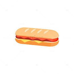 卡通风热狗三明治插画设计素材