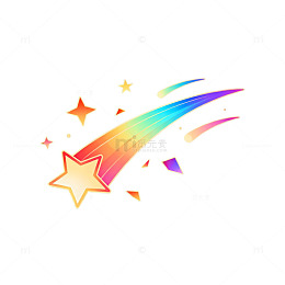卡通风流星彩虹星星插画设计素材