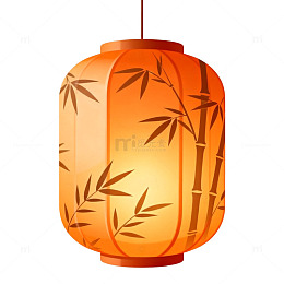 国风手绘灯笼竹影剪纸设计素材