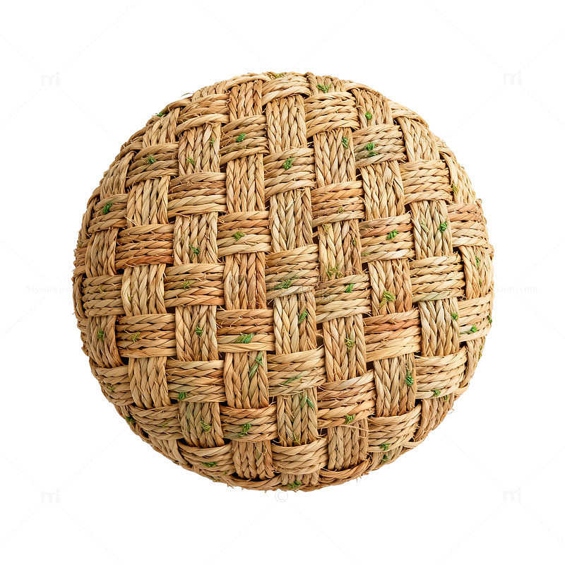 编织纹理圆形草编手工艺品设计素材