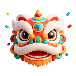 3D风格舞狮头卡通形象设计素材