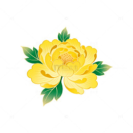 国风手绘黄色牡丹花设计素材