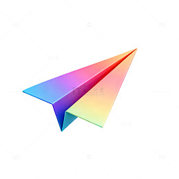 渐变风折纸纸飞机3D设计素材