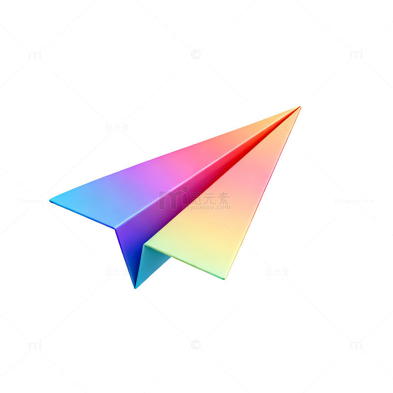 渐变风折纸纸飞机3D设计素材