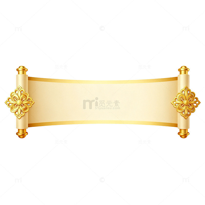 金色古典卷轴装饰矢量素材