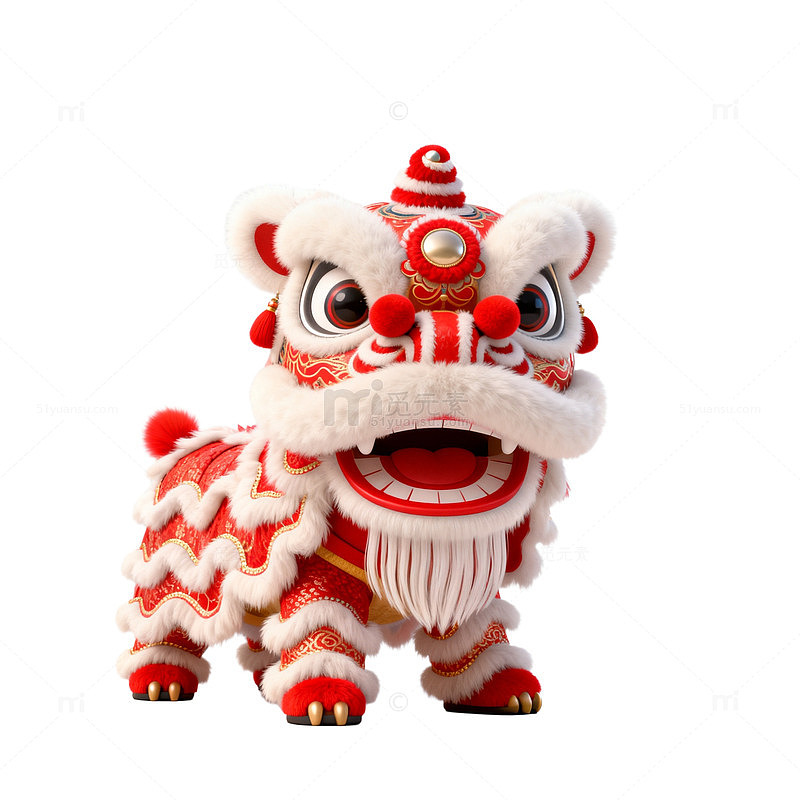 3D风格舞狮吉祥物设计素材