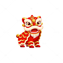 卡通风格舞狮形象矢量设计素材