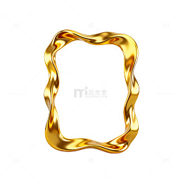 3D渲染金色波浪边框设计素材