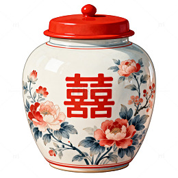 国风传统双喜花瓶陶瓷设计素材