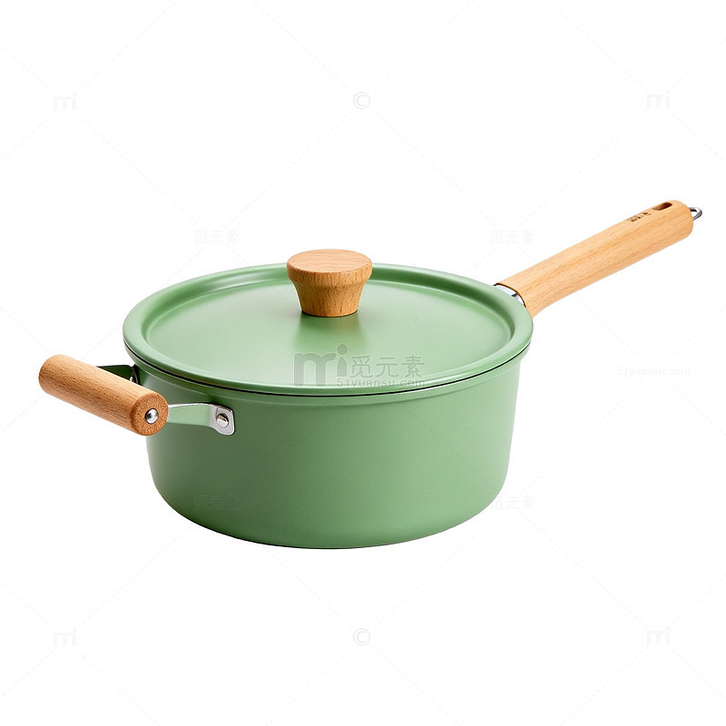 简约风绿色铸铁锅厨房用品设计素材