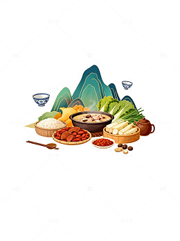 插画风食材盛宴手绘美食设计素材