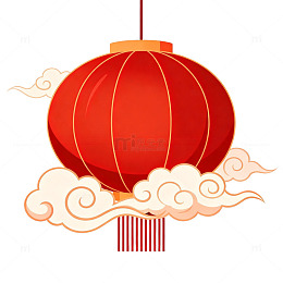 扁平风中国风灯笼云纹设计素材