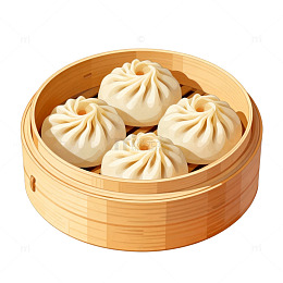 插画风中式蒸笼小笼包设计素材