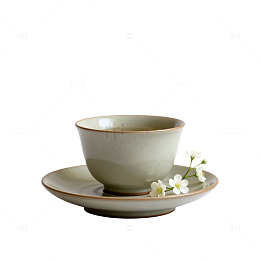 极简风青瓷茶杯静物素材