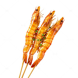 写实风烤虾串美食素材