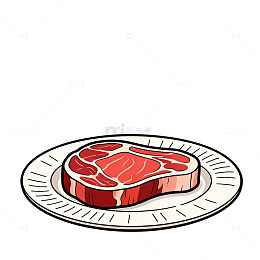 卡通风格牛排盘子插画设计素材