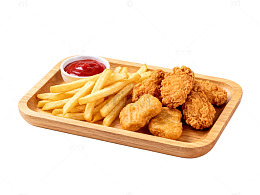 简约风炸鸡薯条美食素材